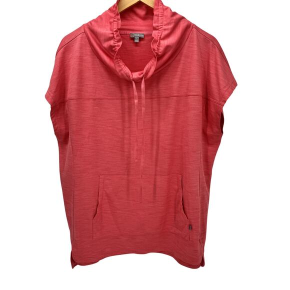 Talbots Sweatshirt Womens XL Pink Sleeveless Cowl Neck Pullover + Pockets Active - Picture 1 of 7